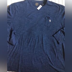 Polo by Ralph Lauren Nantucket Long Sleeve Tee Shirt - Heathered Blue